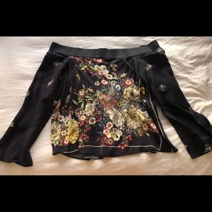 ZARA long sleeve off the shoulder botanical top.